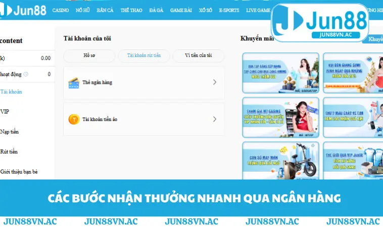 Các bước nhận thưởng nhanh qua ngân hàng