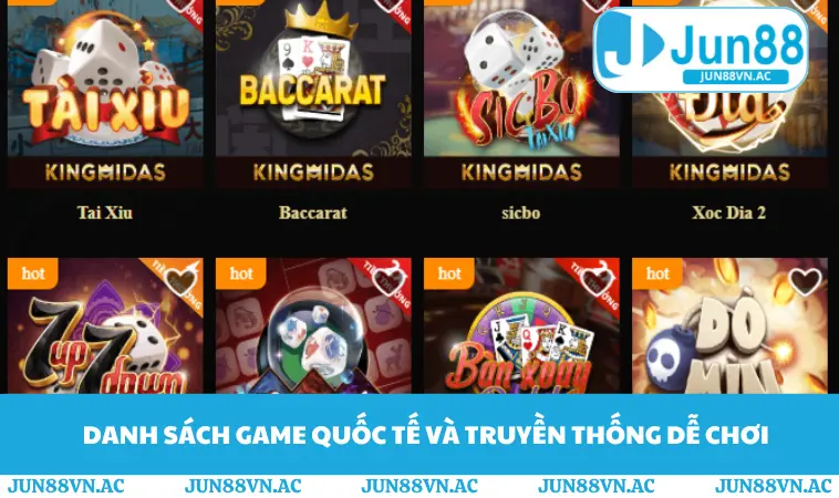 Danh sách game quốc tế và truyền thống dễ chơi