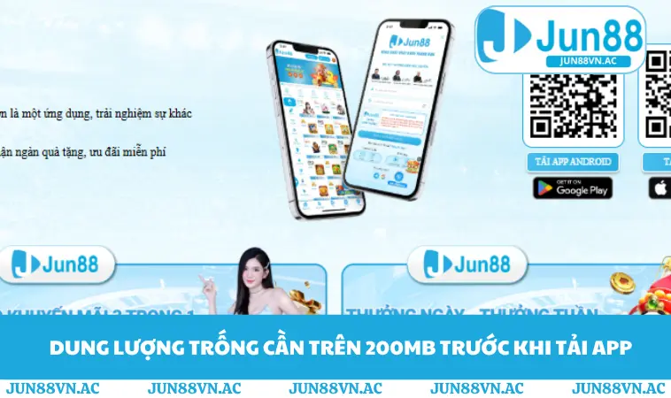 Dung lượng trống cần trên 200MB trước khi tải app