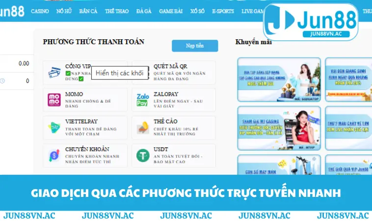 Giao dịch qua các phương thức trực tuyến nhanh