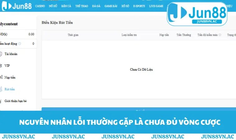 Nguyên nhân lỗi  thường gặp là chưa đủ vòng cược