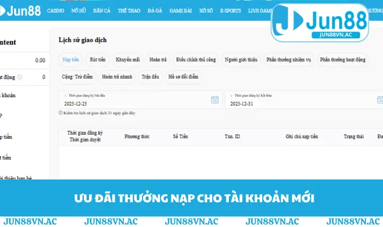 Ưu đãi thưởng nạp cho tài khoản mới